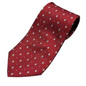 Frangi Tie 100% Silk Satin Made in Italy Red Floral Dot 4.25"